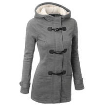 Fashion Women Hooded Jacket Autumn Long Sleeve Horn Button Zipper Pockets Cotton Fleece Coat Slim Warm Outerwear 2024 - buy cheap