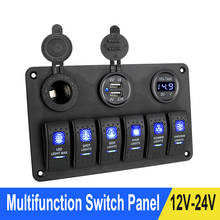 Panel de interruptor basculante de 6 entradas, disyuntor marino de 12V/24V para coche, voltímetro Digital, luces de encendido/apagado, USB Dual para coche, Rv, camión, yate 2024 - compra barato