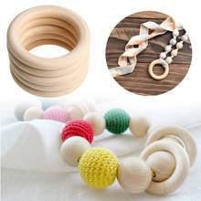 5 pçs 70mm bebê dentição de madeira anéis colar pulseira diy artesanato natural novo n1hb 2024 - compre barato