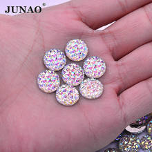 JUNAO 6 8 10 12 18 20 35mm Big Crystal AB Round Rhinestone Applique Flatback Resin Gems Non Hotfix Strass Stones for DIY Clothes 2024 - buy cheap