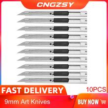 CNGZSY-Mini cuchillo de corte de película de vinilo, 10 Uds., de acero inoxidable, bolsillo, escuela, oficina, cortador para papelería, gráficos, 10E02 2024 - compra barato