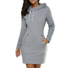 Hoodie Dress Women 2019 Solid color Hooded Long Sleeved Hoodie Dress Casual Pullovers Sweatshirt 2024 - buy cheap
