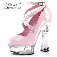 14cm Super High Stripper Heeled Pole Dance Shoes Crystal Shallow Buckle Strap Pumps 6 Inches Party Big Size Queen Platform Show 2024 - buy cheap