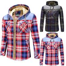 Winter Shirt Men Plaid Shirt for Men Fleece Thick Warm Corduroy Shirt Pure Cotton Hooded Leisure England Camisas Para Hombre 2024 - buy cheap