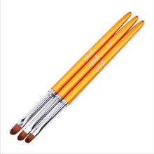 3pcs Gold Nail Art Metal Handle UV Gel Powder Dust Cleaning Brush Flower Painting Drawing Pen Manicure Tool 2024 - buy cheap
