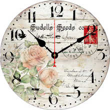 French Vintage Style Wooden Round Clocks Pink Rose Flower Stamp Non -Ticking Silent Quiet 16 Inch Gift Pattern Wall Clock 2024 - buy cheap