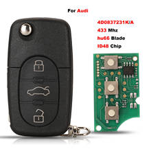 Jingyuqin-mando a distancia para coche, llave de 3 botones para AUDI A3, A4, A6, A8, modelos antiguos, 4D0837231K, 433Mhz, ID48Chip 2024 - compra barato