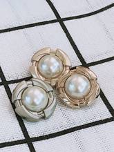 Faux Pearl Gold Metal Women Coat Buttons For Clothing Vintage Sweater Decorative Buttons Quality Sewing Accessories Wholesale 2024 - buy cheap