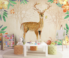 Papel de parede mural de flores de cervo, animal, alvo, flor, rolo de papelão, contato 3d, meninas, quarto do bebê, pintura artística 2024 - compre barato