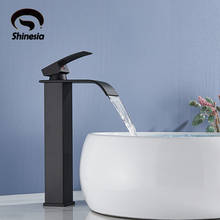 Shinesia Matte Black Waterfall Bathroom Basin Faucet Single Handle Hot and Cold Water Mixer Tap for Vessel Sink 2024 - buy cheap