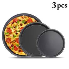 3pcs Carbon Steel Non-Stick Pizza Stones Pizza Pan Pizza Baking Pan Tray Plate Dishes Bakeware Pastry Cake Tools For Kitchen 2024 - buy cheap