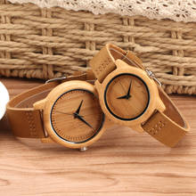 Simple Brown Leather Wood Watch Vintage Male Clock Quartz Watches for Lovers 100% Natural Wooden Wristwatch Couples Gifts Reloj 2024 - buy cheap