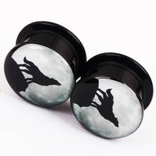 JUNLOPWY 160pcs Acrylic Screw Ear Piercing Jewelry Earring Stretcher Wolf Logo Flesh Plugs Lobe Stretcher 00 Guages Tunnels Man 2024 - buy cheap