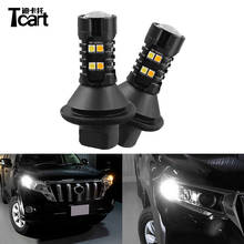 Tcart 2pcs Car Led DRL Daytime Running Lights Auto Turn Signal White+Yellow Lamps WY21W for Toyota land cruiser prado 150 2024 - buy cheap