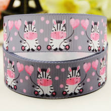 22mm 25mm 38mm 75mm  Zebra  Cartoon printed Grosgrain Ribbon party decoration 10 Yards X-03412 2024 - купить недорого