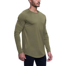 Camiseta elástica esportiva masculina de manga longa, camisa para academia, respirável, para corrida, treinamento e fitness 2024 - compre barato