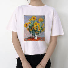 Monet camiseta feminina com estampa, camiseta de arte pintura a óleo para mulheres, moda verão, estética, manga curta, gola redonda, femme 2024 - compre barato