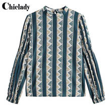 CHICLADY 2021 spring new fashion green plaid long sleeve luxury designer office lady loose blouse shirt women striped za woman 2024 - buy cheap