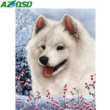 Pintura de diamante animal azqsd 5d faça você mesmo, contas quadradas para artesanato imagem strass mosaico de cachorros kits de presentes feitos à mão 2024 - compre barato