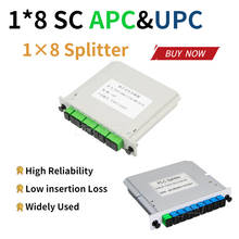 Caixa de cassete sc apc 1x8 de fibra óptica, caixa separadora de feixe de fibra óptica ftth sc upc plc 1x8 2024 - compre barato