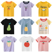 Camiseta manga curta de algodão infantil, camiseta de desenho animado para meninas de 2 a 8 anos, verão 2021 2024 - compre barato