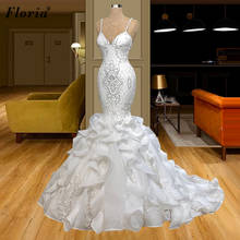 Vestido de noiva 2020, com contas, desenho de sereia, vestidos de casamento para festa, sensual, sem costas 2024 - compre barato