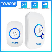 TOWODE Home Wireless Doorbell 433Mhz Welcome Friend Smart Doorbell 150Meters Long Distance 32 Songs 4 Level Volumes Door Chimes 2024 - купить недорого