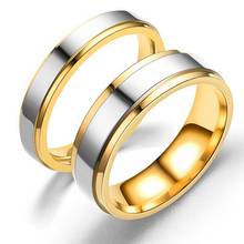 Простые обручальные кольца из титановой стали для пары, полированные, 4/6 мм, золотого цвета, обручальные кольца для женщин и мужчин, Винтажные Ювелирные изделия, подарки 2024 - купить недорого