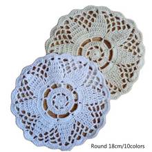 Modern lace cotton table place mat crochet coffee placemat round pad Christmas drink coaster cup mug tea dining doily kitchen 2024 - buy cheap