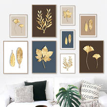 Modern Golden Plant Leaf Wall Art Abstract Canvas Painting Nordic Posters and Prints Wall Pictures for Living Room Home Decor 2024 - buy cheap