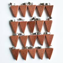 Colgantes triangulares de piedra de arena dorada, de buena calidad, a la moda, se ajustan a collares, 50 unids/lote, venta al por mayor, envío gratis 2024 - compra barato