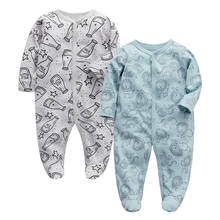 Комбинезон для новорожденных девочек ночная рубашка с длинным рукавом 3 6 9 12 месяцев Хлопковая пижама для новорожденных Одежда для маленьких мальчиков 2024 - купить недорого