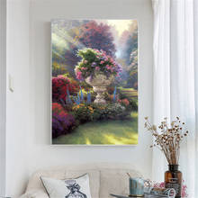 Pintura al óleo sobre lienzo abstracta de flores rosas, carteles e impresiones para decoración de jardín, imágenes de pared, arte para decoración de sala de estar 2024 - compra barato