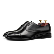 Zapatos Oxfords de cuero genuino para hombre, calzado de vestir, de negocios, color negro, talla grande EUR45 2024 - compra barato