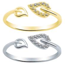 Новые женские кольца, уникальные регулируемые полые сердца, листья, горный хрусталь, Открытое кольцо на палец, женские Украшения 2024 - купить недорого