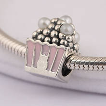 Autêntico s925 miçanga de prata joias diy pingente de pipoca pulseira ajustada feminina bracelete de pulso 2024 - compre barato