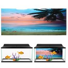 PVC Adhesive Seaside Sunset Clouds Pattern Aquarium Background Poster Sticker Fish Tank Decoration Background Poster 2024 - buy cheap