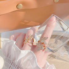 Anillo de mariposa de Hada de circonia AAA para mujer, joyería de nuevo diseño de Corea, chapado en oro Real de 14K, anillo ajustable abierto para mujer 2024 - compra barato