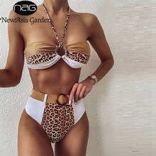 Newásia maiô acolchoado de leopardo, roupa de banho sexy com cintura alta para mulheres, 2020 2024 - compre barato