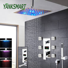 YANKSMART LED Shower Head 3-Functions Digital Display Bathroom Chrome Polished Showers Faucet Set Square 8~16 Inch Showers Head 2024 - buy cheap