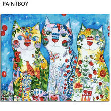 PAINTBOY-pintura al óleo por números con diseño de gato colorido, lienzo de pintura al óleo artesanal, decoración para el hogar, 40x50cm, GX4884 2024 - compra barato