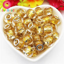 10 Pcs Gold Color Big Hole Transparent Glitter Beads Spacer Rondelle Loose European Beads Charms Fit Original Pandora Bracelet 2024 - buy cheap