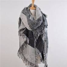 Bufandas de lana para mujer, chal largo de Cachemira para invierno, mezcla de cuadros, bufanda suave y cálida para el cuello, Foulard 2024 - compra barato