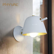 PHYVAL Nordic Wall Lamp Bedroom E27 Head Socket Sconce Wall Lights Led Macaron Wall Lamp Black For Living Room 2024 - buy cheap
