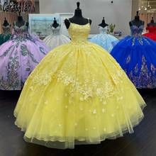 Cara & Alan-vestidos de quinceañera amarillos, con apliques florales, dulce vestido de 16 años, 2021, vestidos de graduación 2024 - compra barato