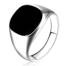 Retro Punk Rock Smooth Steel Signet Ring For Men Hip Hop Party Jewelry Male Wedding Engagement Rings 2024 - купить недорого