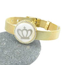 2020 New Classic Crown Shell AAA Zircon Charm Bracelet for Woman Man Mesh Stainless Steel Watch Belt Bangle Jewelry Gift 2024 - buy cheap