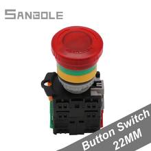 Interruptores de botón de parada de emergencia TN2, botón rojo con reinicio de lámpara, tipo momentáneo, accesorios de interruptor 1NO1NC, 22MM 2024 - compra barato