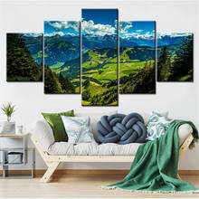 5 peças hd impressão verde vale vista posters de parede na lona modular pintura da arte da parede cartaz para sala estar decoração casa 2024 - compre barato