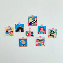 Мультяшные персонажи, милая иллюстрация, открытка, Корейская Ins, 8 листов, декоративная открытка, реквизит для фото, наклейка на стену, кавайная поздравительная открытка 2024 - купить недорого